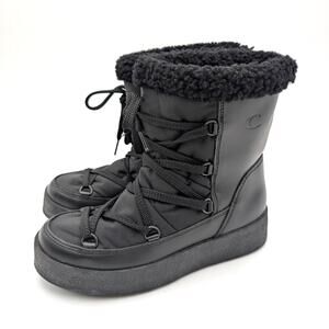 La Canadienne Emery Shearling Cold Weather Booties Women's Black Size US7 EU37